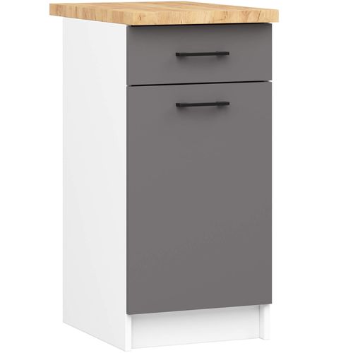 Armoires De Cuisine Basse S40 Oliwia Blanc, Gris Graphite 1 Porte 1 Tiroir 40x46x85 Cm