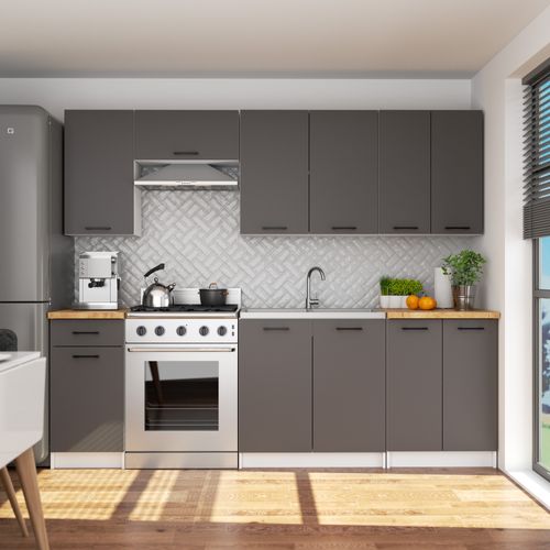 Armoires De Cuisine Basse S40 Oliwia Blanc, Gris Graphite 1 Porte 1 Tiroir 40x46x85 Cm