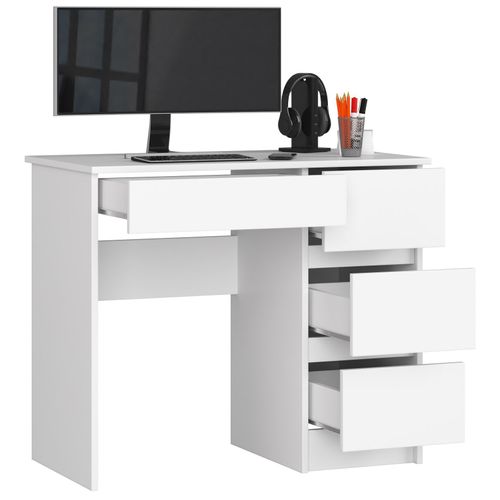 Akord Bureau 3 Tiroirs Droit Blanc 90x50x77