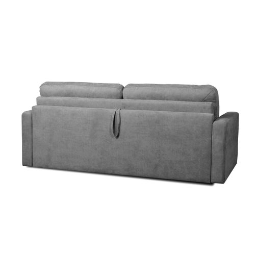 Canapé convertible express 3 places MOODY tissu gris matelas 18 cm