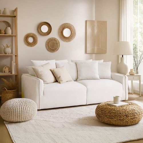 Canapé 3 places TERRA tissu blanc