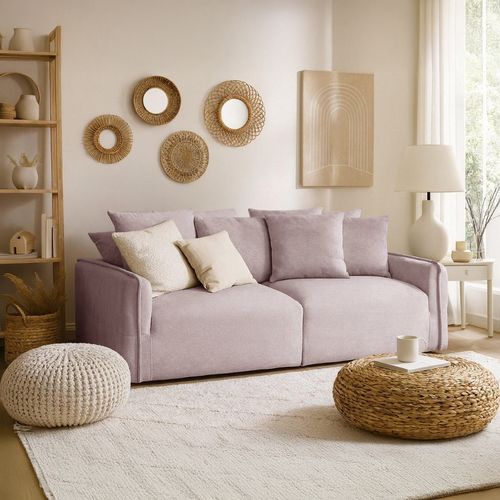 Canapé 3 places TERRA tissu rose