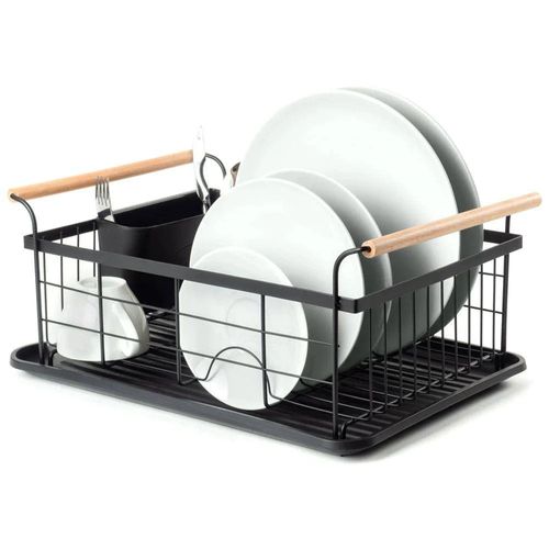 Séchoir à Vaisselle Noir, Égouttoir à Vaisselle En Métal, 42,5x29,5x19 Cm