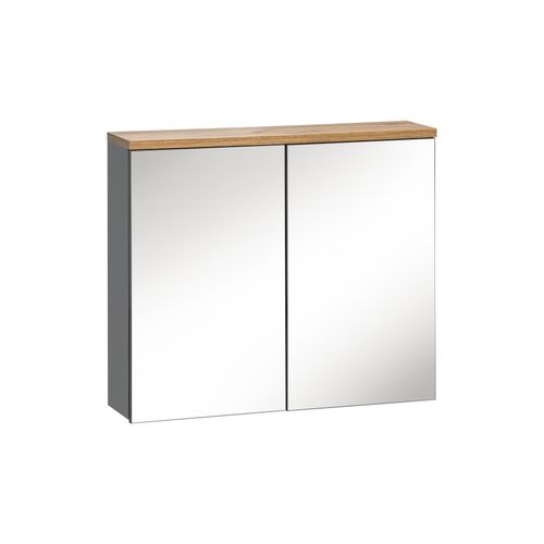 Armoire De Toilette Avec Miroir 60 Cm, 2 Portes - Gris