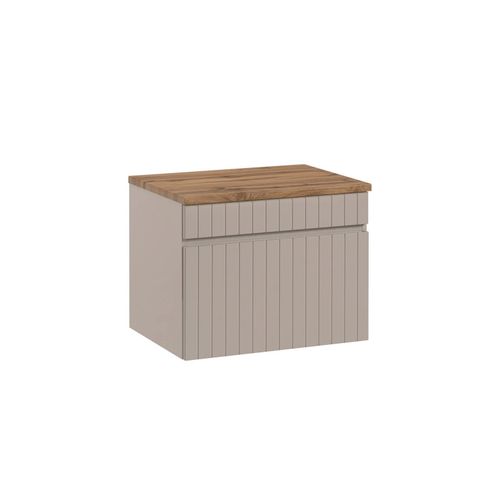 Ensemble Meuble 60 Cm Avec Plan, Vasque Wiki, Colonne Haute Et Miroir LED