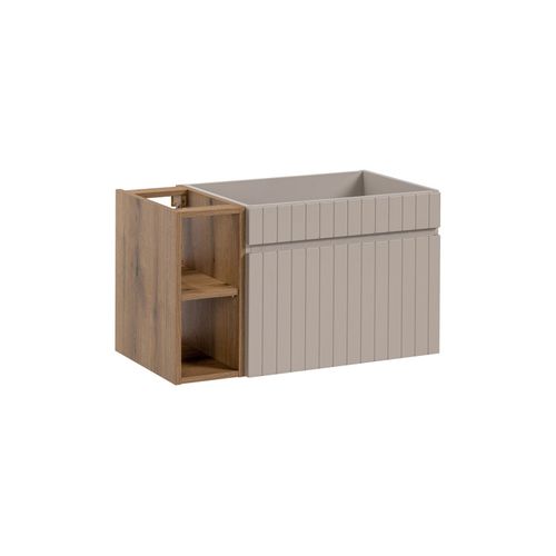 Ensemble Meuble 100 Cm Avec Plan, Vasque à Poser Wiki, Colonne, Miroir LED