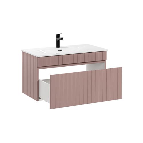 Ensemble Meuble 80 Cm Avec Vasque, Colonne Haute Et Miroir