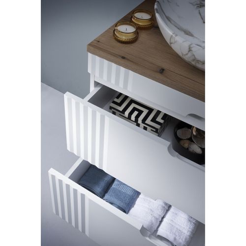 Ensemble De Meubles De Salle De Bain 60 Cm, Vasque à Poser, Colonne Haute, Miroir