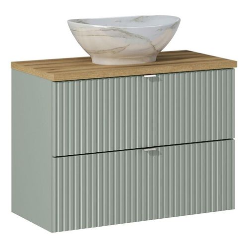 Ensemble Meuble 80 Cm Avec Plan Vasque, Vasque à Poser Pati Et Colonne Haute