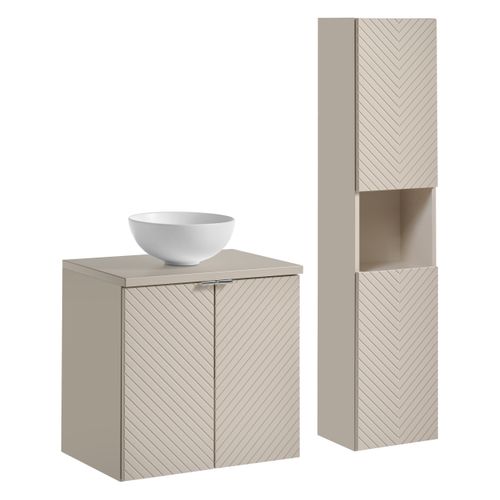 Ensemble Meuble 60 Cm Avec Plan Vasque, Vasque à Poser Domi, Colonne Haute