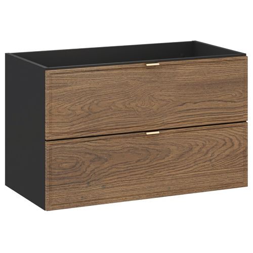 Meuble Suspendu Sous Vasque Talia Casella Noir Et Chêne 80 Cm