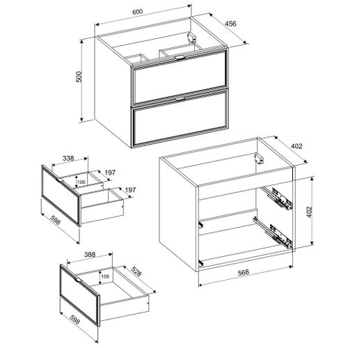Meuble Suspendu Sous Vasque Talia Casella Noir Et Chêne 60 Cm