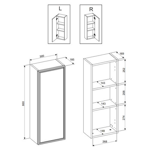 Meuble Colonne De Salle De Bain Suspendu Talia Casella Noir Et Chêne 30 X 80 Cm
