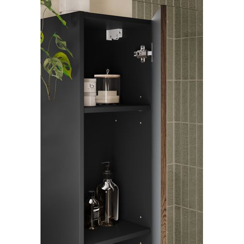 Meuble Colonne De Salle De Bain Suspendu Talia Casella Noir Et Chêne 30 X 140 Cm