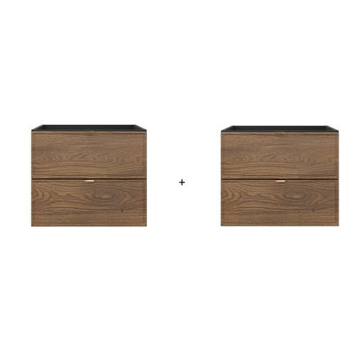 Double Meuble Suspendu Sous Vasque Avec Plan Talia Casella Noir Et Chêne 120 Cm