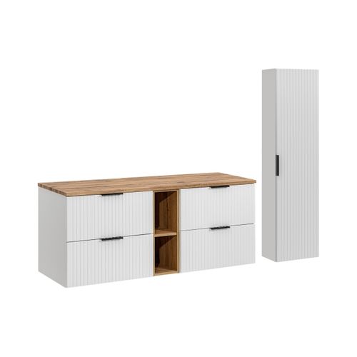Ensemble De Meubles 140 Cm Avec Plan De Travail, Armoire Haute