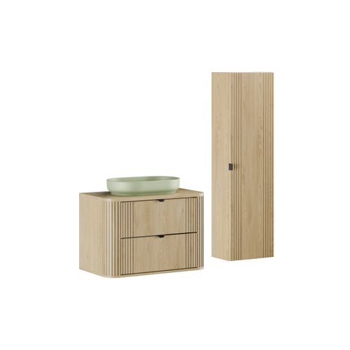 Ensemble Meuble 80 Cm Avec Plan Vasque River Et Colonne Haute