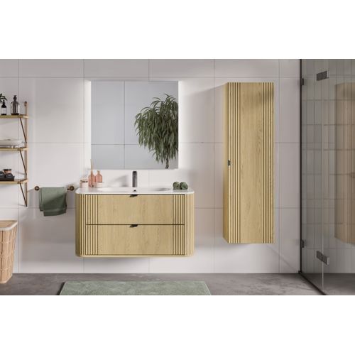 Pure, Ensemble Meuble 100 Cm Avec Lavabo Et Colonne Haute