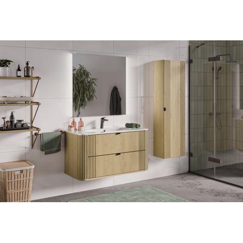 Pure, Ensemble Meuble 100 Cm Avec Lavabo Et Colonne Haute