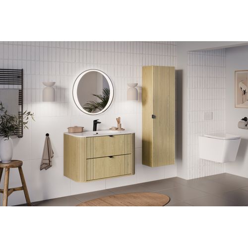 Ensemble Meuble 80 Cm Avec Vasque Pure Et Colonne Haute