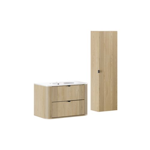 Ensemble Meuble 80 Cm Avec Vasque Pure Et Colonne Haute