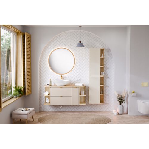 Colonne Murale D’angle Ouverte Pour Salle De Bains Dalia Chêne Cremona 15 X 80 Cm
