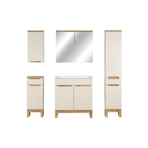 Sky Ensemble Meuble 80 Cm Avec Lavabo, Colonne Et Armoire Miroir