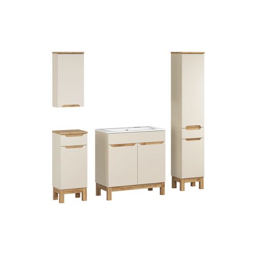 Sky Ensemble De Meubles De Salle De Bain 80 Cm, Meuble Sous-vasque Et Colonne Haute