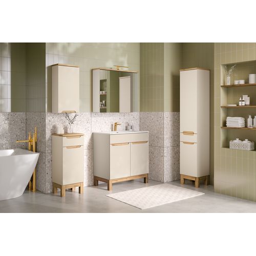 Sky, Ensemble De Meubles De Salle De Bain 80 Cm Avec Meuble Vasque Et Colonne Haute