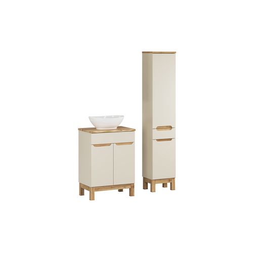 Ensemble Meuble 60 Cm Avec Plan, Vasque à Poser Lola, Colonne Haute