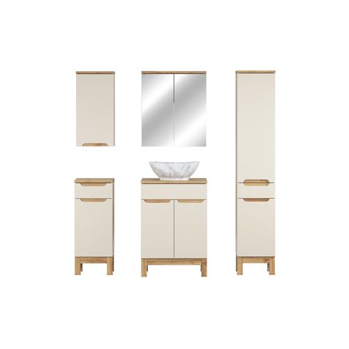 Ensemble De Meubles De Salle De Bain 60 Cm Avec Plan, Vasque à Poser Pati, Colonne