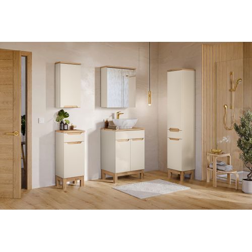 Ensemble De Meubles De Salle De Bain 60 Cm Avec Plan, Vasque à Poser Pati, Colonne