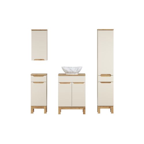 Ensemble Meuble 60 Cm Avec Plan Vasque, Vasque à Poser Pati Et Colonne Haute