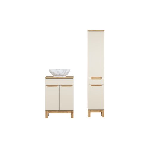 Ensemble Meuble 60 Cm Avec Plan, Vasque à Poser Pati, Colonne Haute