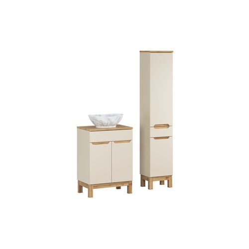 Ensemble Meuble 60 Cm Avec Plan, Vasque à Poser Pati, Colonne Haute