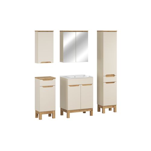 Ensemble De Meubles 60 Cm Avec Lavabo Lava, Colonne Haute Et Armoire Miroir