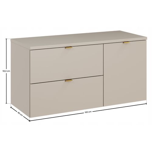 Meuble Sous Vasque Suspendu Dalia Cachemire 100 Cm Avec Panier à Linge Et Plan