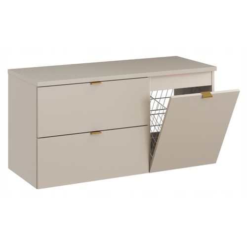 Meuble Sous Vasque Suspendu Dalia Cachemire 100 Cm Avec Panier à Linge Et Plan