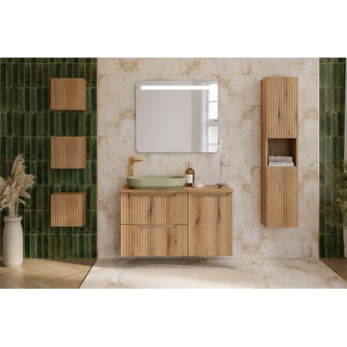 Ensemble Meuble 50 Cm Avec Plan, Vasque à Poser Gaja, Colonne Haute