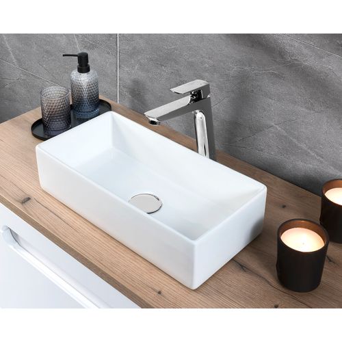 Ensemble Meuble 50 Cm Avec Plan, Vasque à Poser Gaja, Colonne Haute