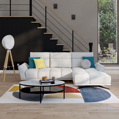 Canapé d'angle méridienne d GIOVANNI tissu raven beige