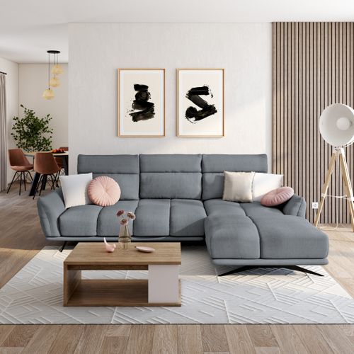 Canapé d'angle méridienne d GIOVANNI tissu raven gris foncé