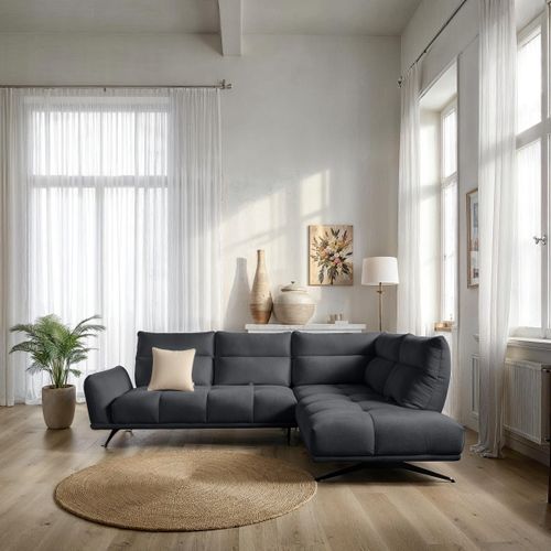 Canapé d'angle droit GIOVANNI tissu raven anthracite