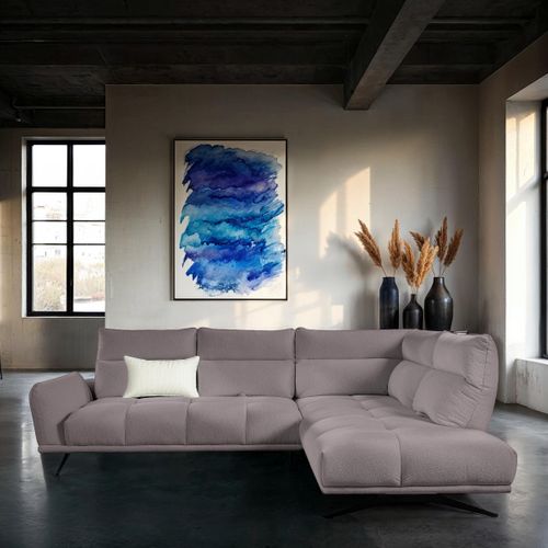 Canapé d'angle droit GIOVANNI tissu raven taupe