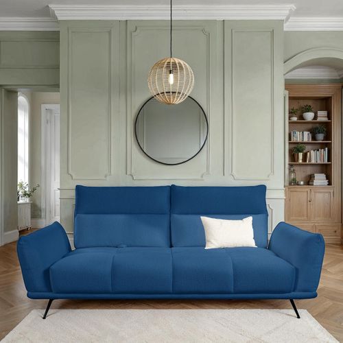 Canapé 3 places fixe GIOVANNI tissu raven bleu foncé