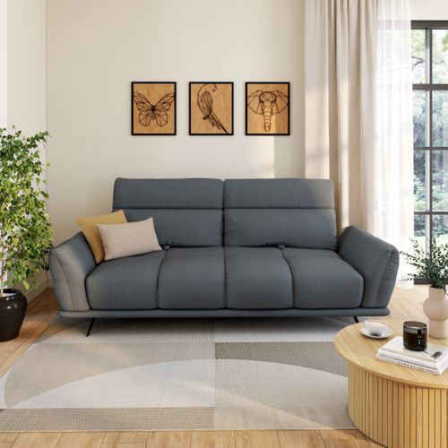 Canapé 3 places fixe GIOVANNI tissu raven gris foncé