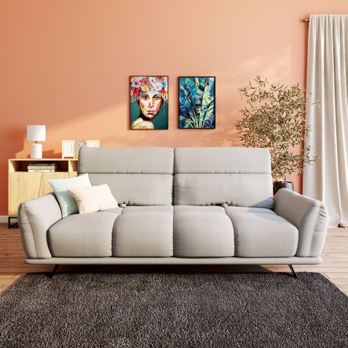 Canapé 3 places fixe GIOVANNI tissu raven beige