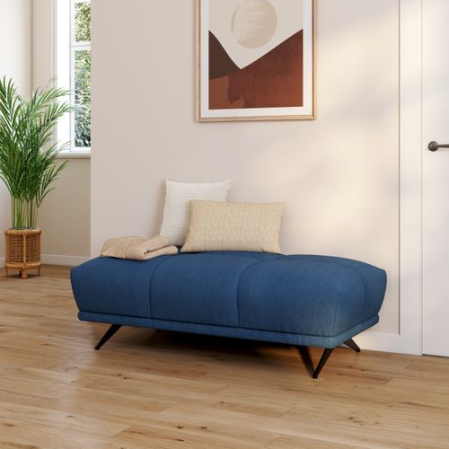 Pouf GIOVANNI tissu raven bleu foncé