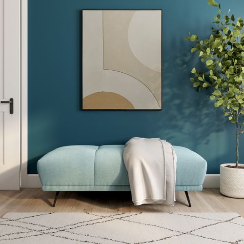 Pouf GIOVANNI tissu raven bleu clair