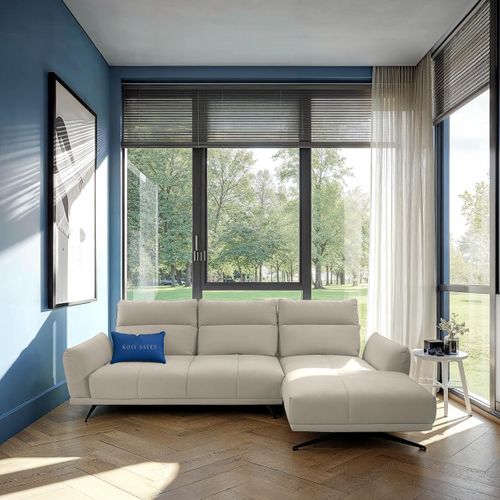 Canapé d'angle méridienne d GIOVANNI tissu bull taupe